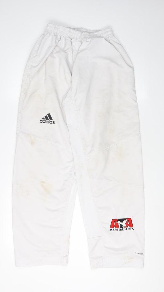 Adidas Unisex Kids White Jogger Martial Arts Trousers 16 Years