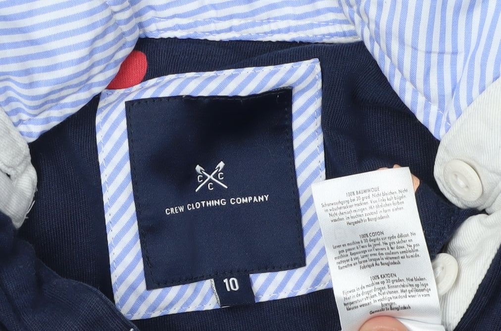 Crew Clothing Women’s Blue Heart Print Polo Shirt Size 10