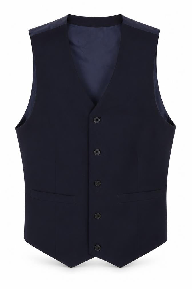 Front view of ASOS DESIGN Men's Blue Waistcoat, size 38, Regular Fit
