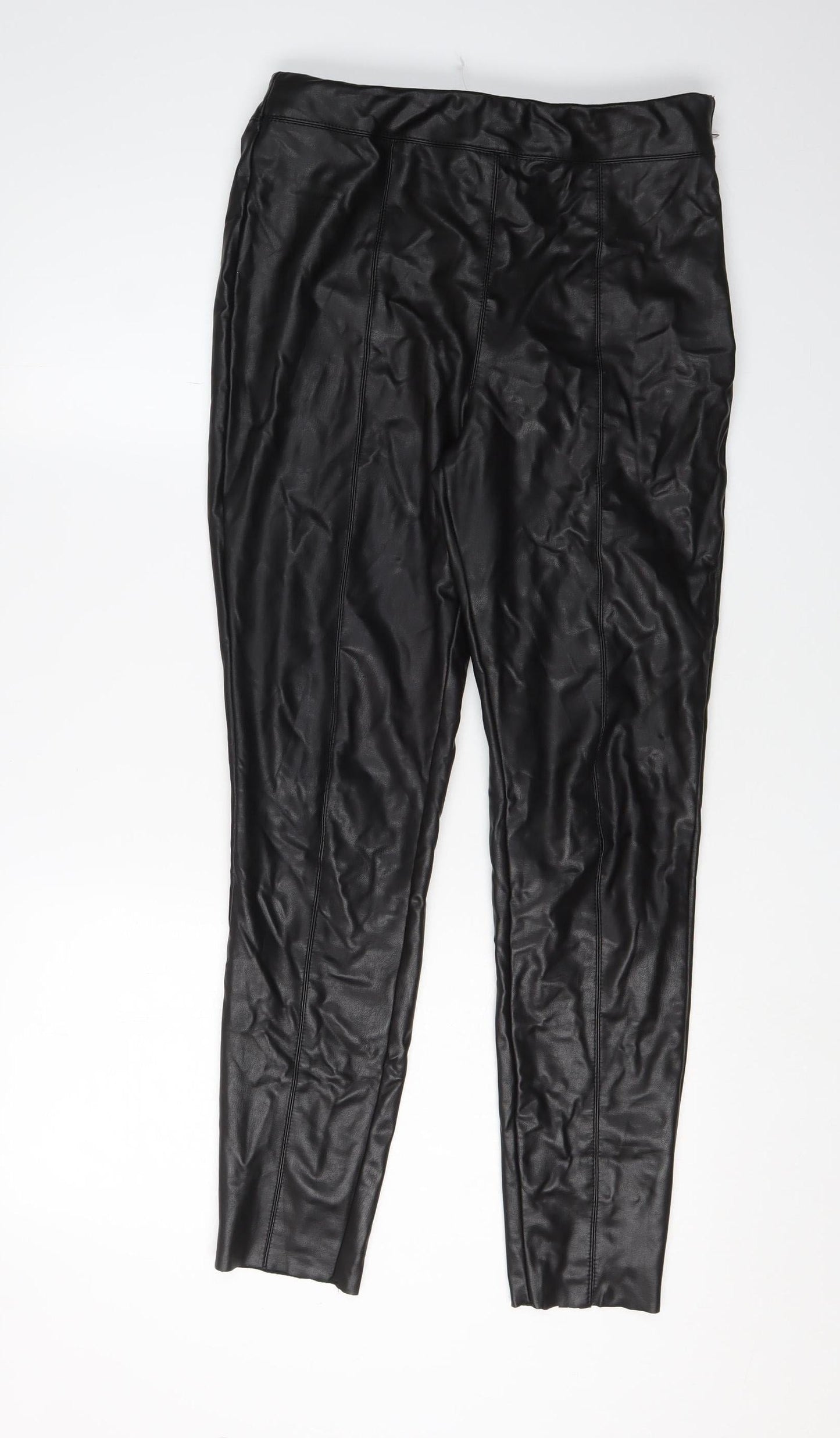 Topshop Women's Black Faux Leather Jeggings, Size 12