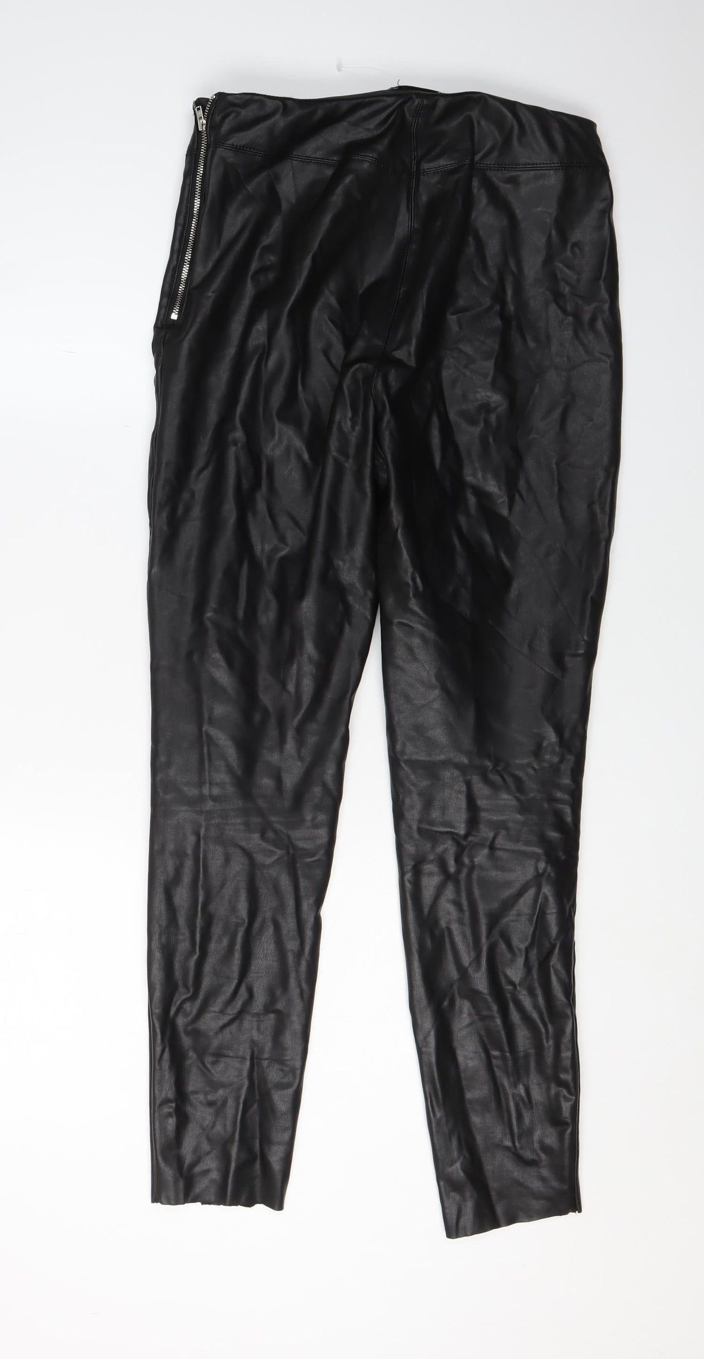 Topshop Women's Black Faux Leather Jeggings, Size 12