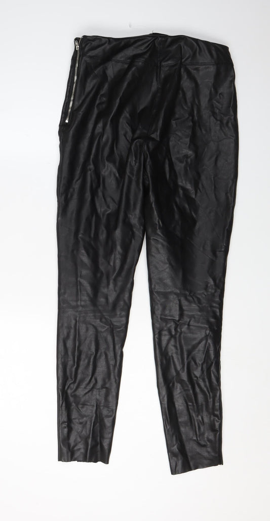 Topshop Women's Black Faux Leather Jeggings, Size 12