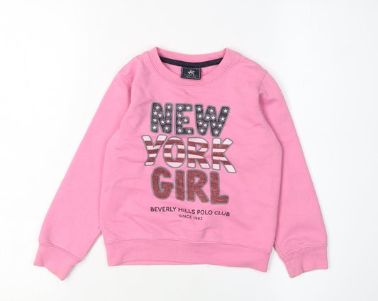Beverly Hills Polo Club Girls Pink Pullover Sweatshirt 5-6 Years