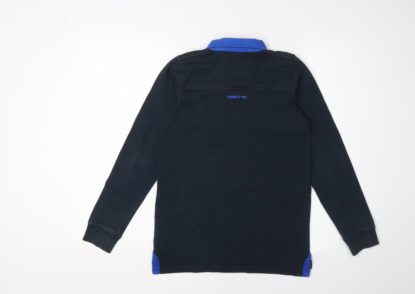 Rugby Heritage Boys Blue Polo - Long Sleeve Cotton Size 11-12
