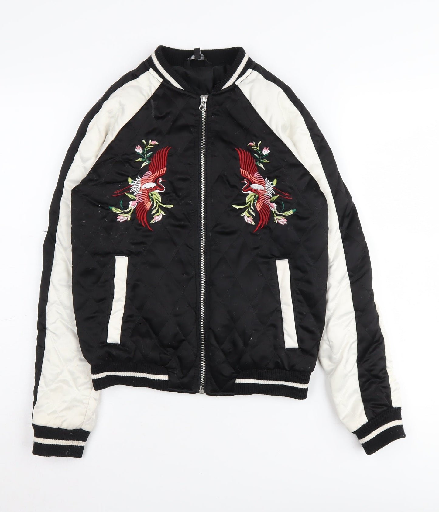 Candy Couture Girls Black Embroidered Bomber Jacket 13 Years