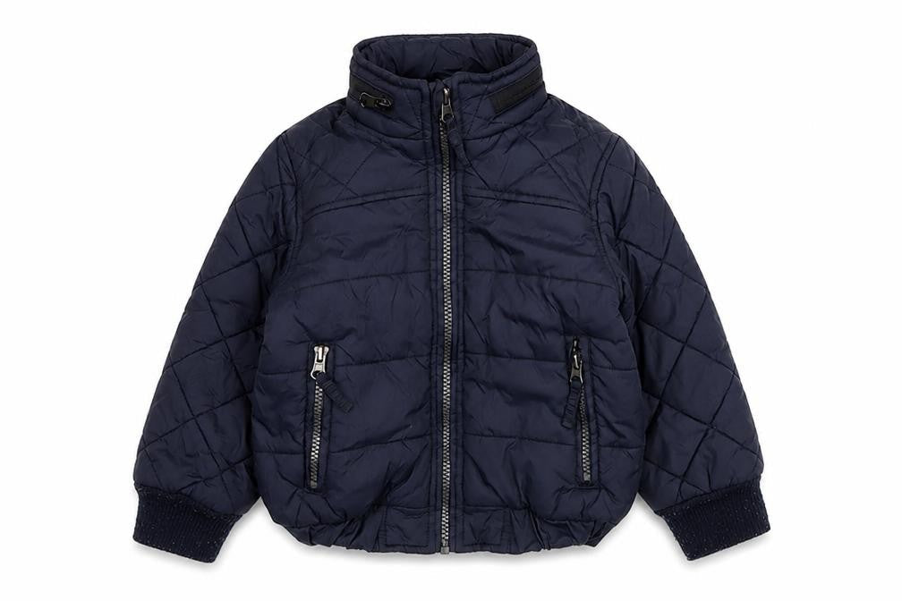 Front view of Marks & Spencer boys’ blue puffer jacket 3-4 years