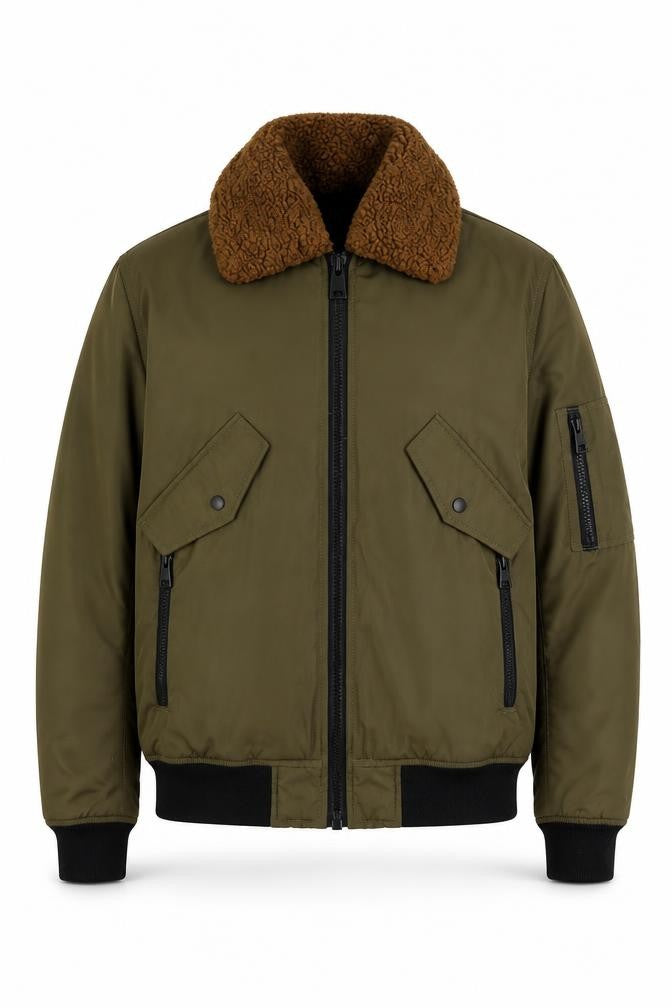 ASOS Men's Green Bomber Jacket, S, Zipped Pockets