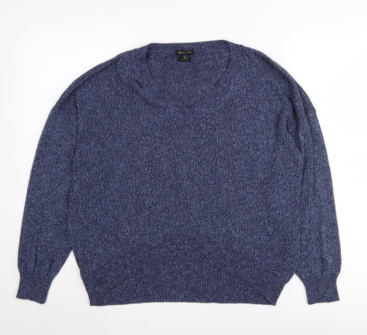 Massimo Dutti Women's Blue V-Neck Pullover Jumper Size 10