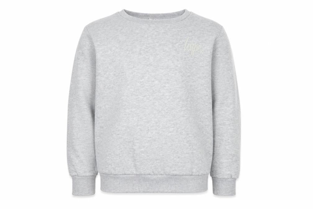 Front view of Hype boys’ grey crew neck pullover sweatshirt 13 years