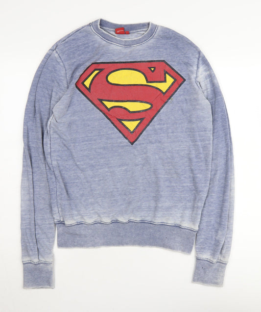 Unisex Adults UK S Regular Superman Blue Pullover Sweatshirt