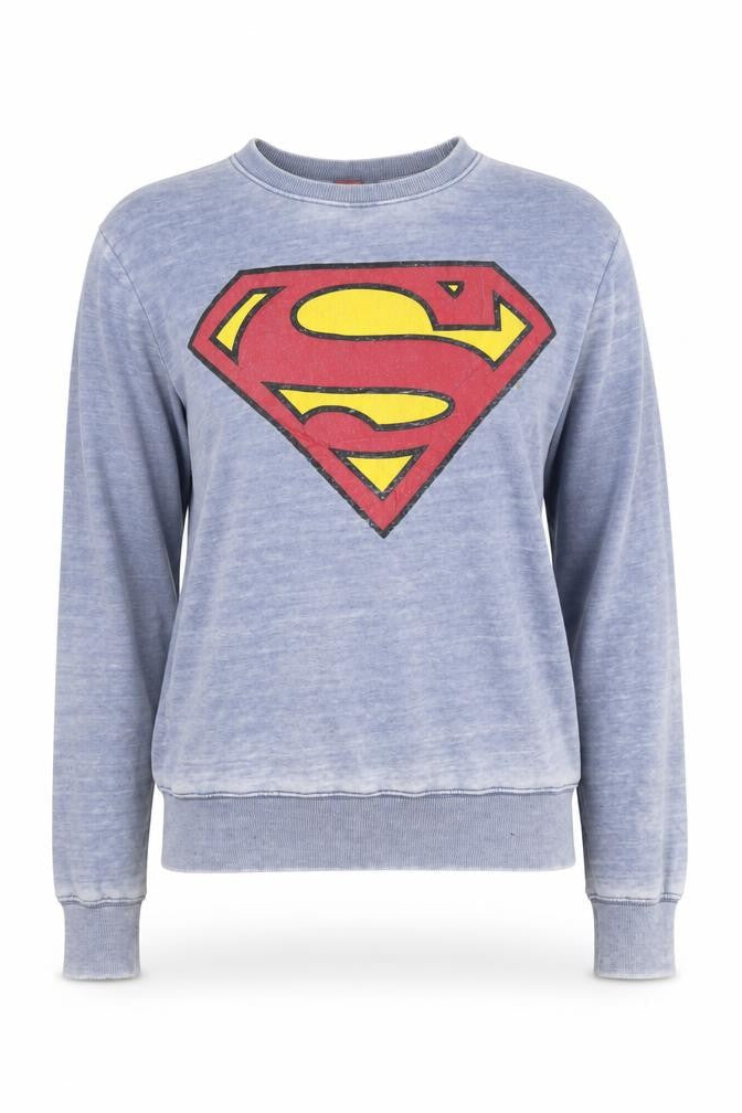 Unisex Adults UK S Regular Superman Blue Pullover Sweatshirt
