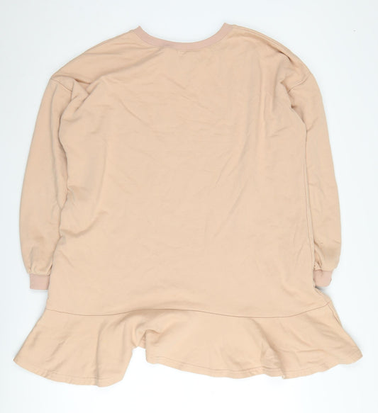 Happy Girls Are The Prettiest Women's Beige Tunic Sweatshirt Size L
