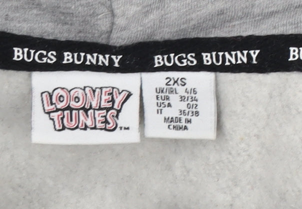 Looney Tunes Women's Grey Graphic Hoodie 2XS