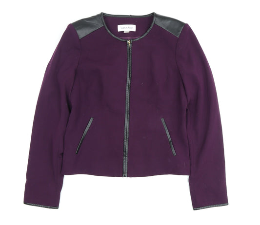 Calvin Klein Women's Purple Slim Wool Jacket Size 8