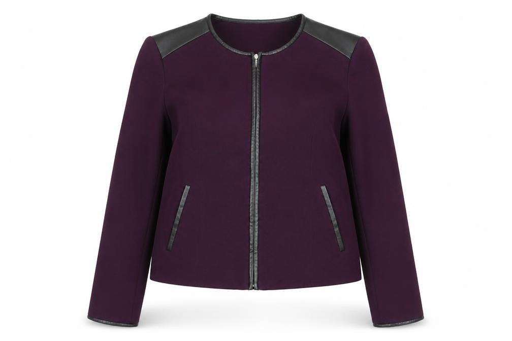 Womens UK Size 8 Slim Calvin Klein Purple Wool Blend Jacket