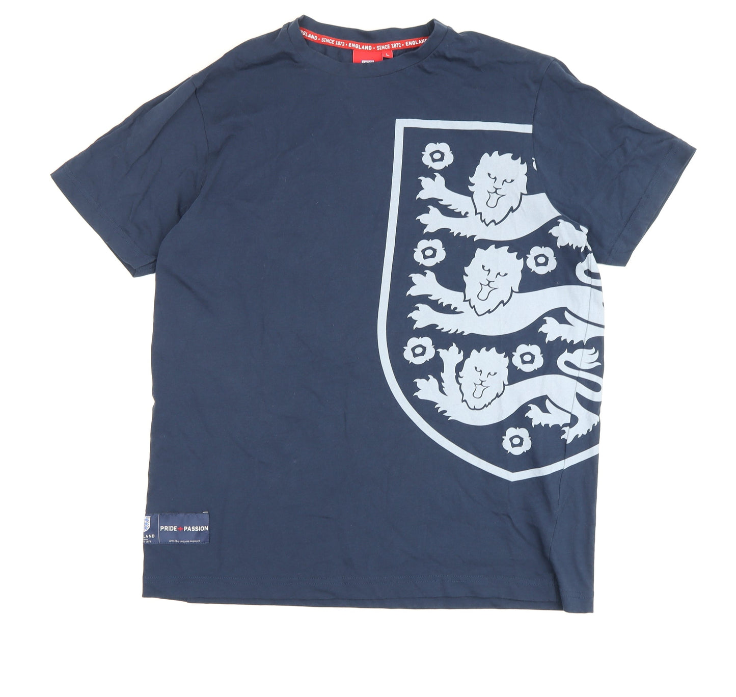 England Men's Blue Graphic T-Shirt L