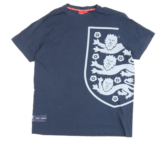 England Men's Blue Graphic T-Shirt L