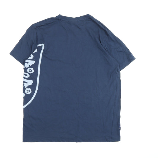 England Men's Blue Graphic T-Shirt L