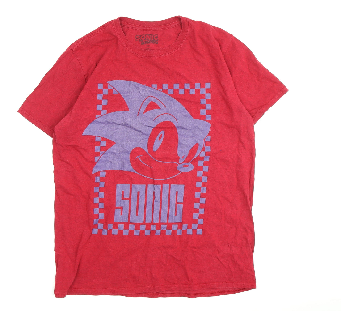 Men's Red Sonic T-Shirt Large Cartoon Graphic