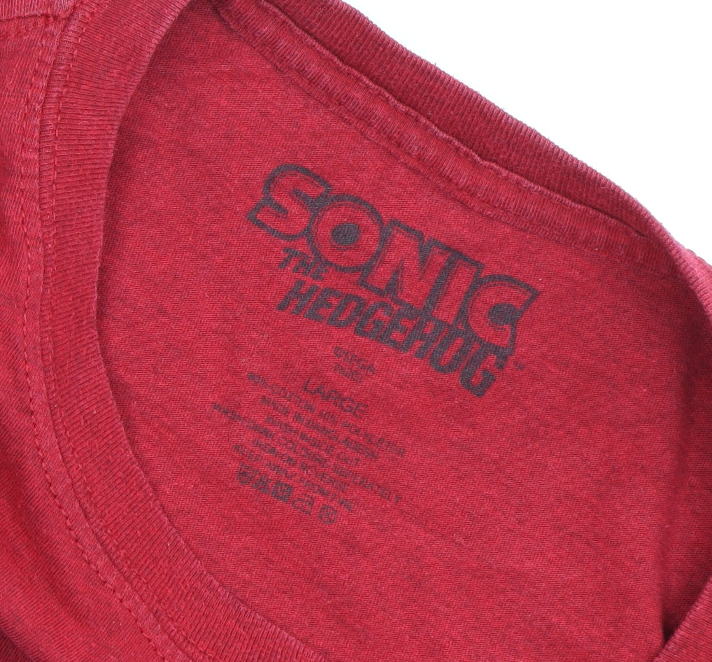 Men's Red Sonic T-Shirt Large Cartoon Graphic