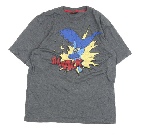 Batman Men's Grey Medium Graphic Print T-Shirt Short Sleeve