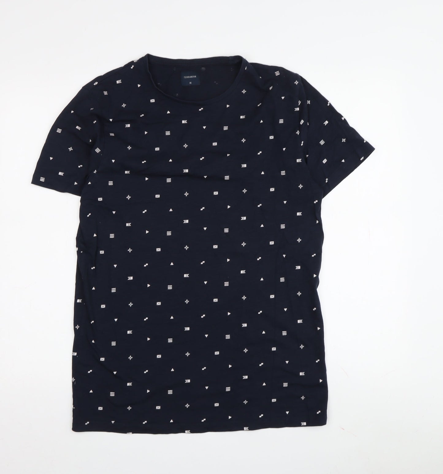 Terranova Blue Geometric T-Shirt, M, Unisex Casual