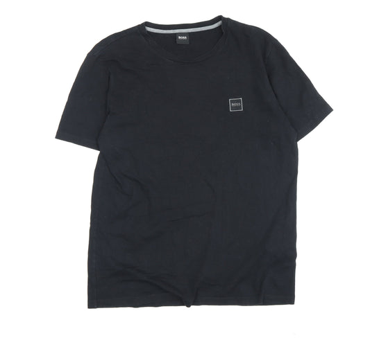 BOSS Men's Black Crew Neck T-Shirt, Size M, Logo Accent