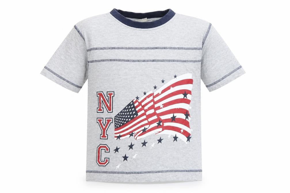 KNTC Clothing Boys Grey Graphic T-Shirt 10 Years Patriotic Style