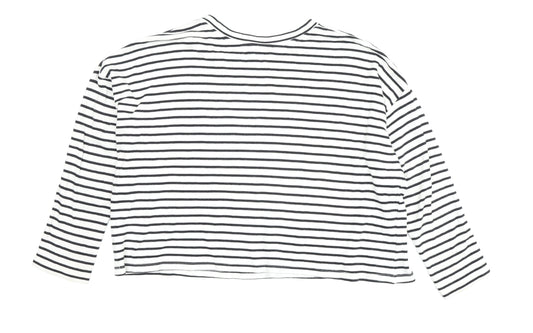 Pull & Bear Women's Black Striped Long Sleeve T-Shirt