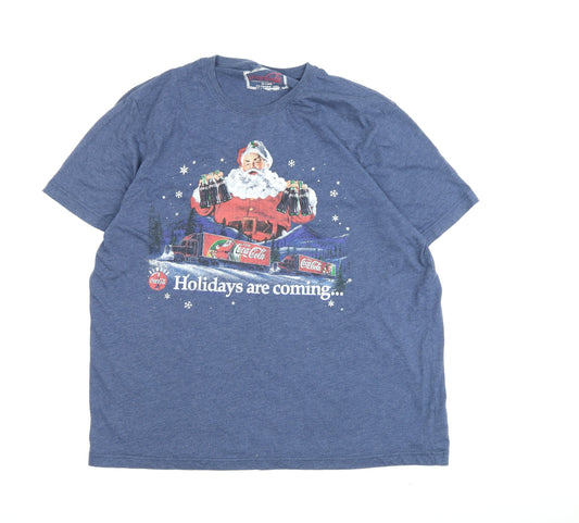 Coca-Cola Unisex Blue Christmas T-Shirt XL