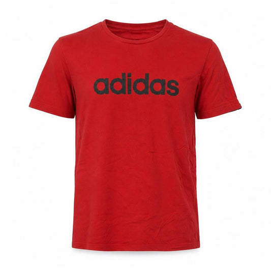 Front view of Adidas Men's Red Logo T-Shirt, size M, Cotton Crew Neck