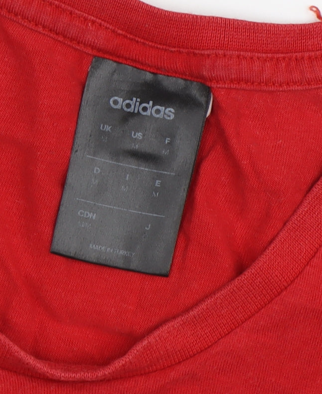 Adidas Men's Red Logo T-Shirt, Size M, Cotton Crew Neck