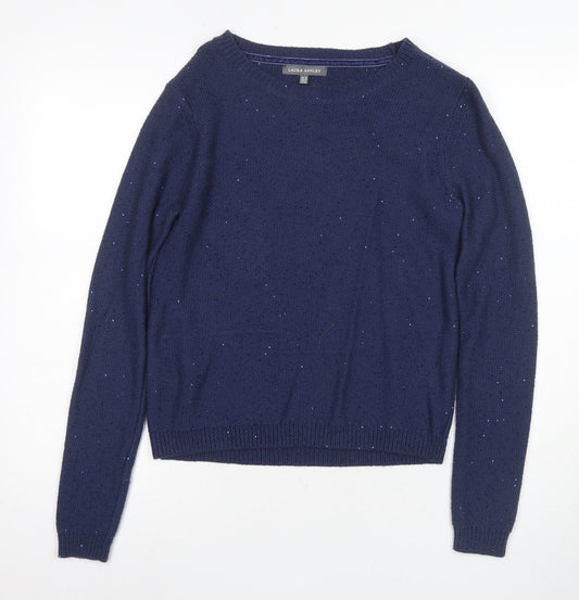 Laura Ashley Women's Blue Knit Pullover Jumper, Size 10