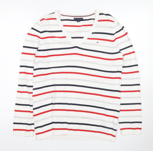 Tommy Hilfiger Men's Multicoloured V-Neck Jumper, L