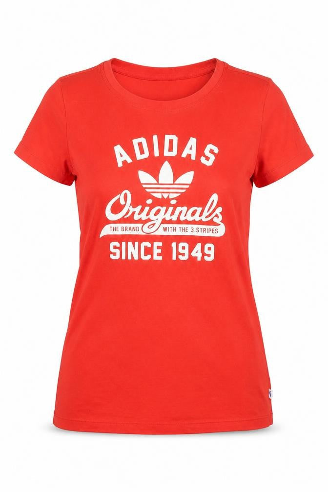 Womens UK Size 6 adidas Red Cotton T-Shirt