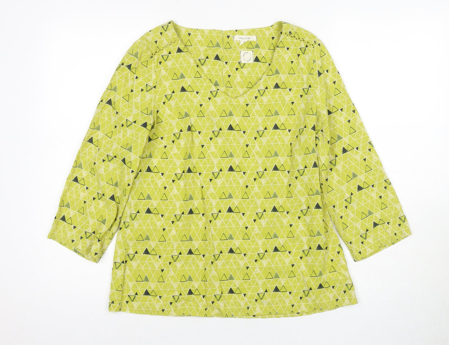 White Stuff Women's Green Geometric Tunic Blouse, Size 8