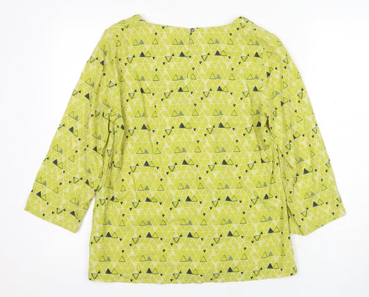 White Stuff Women's Green Geometric Tunic Blouse, Size 8