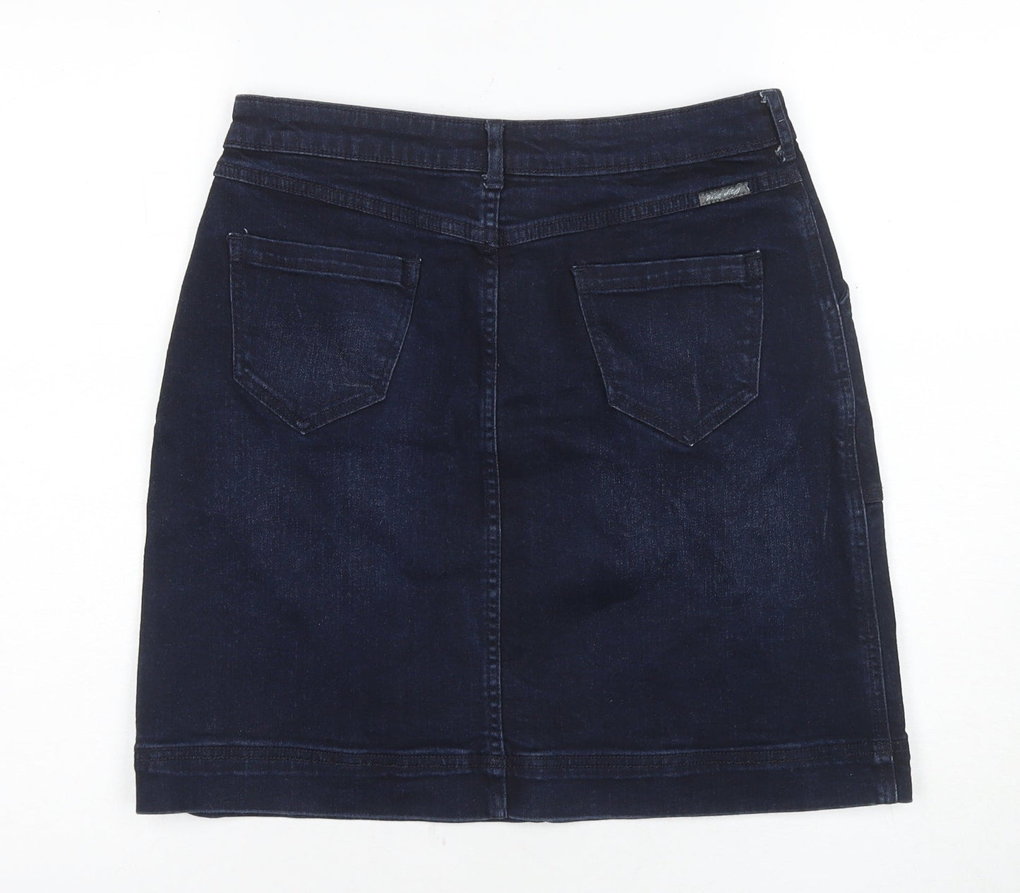 Willow Earth Women's Blue Denim Skirt, Size 8, Mid-Rise, Pockets