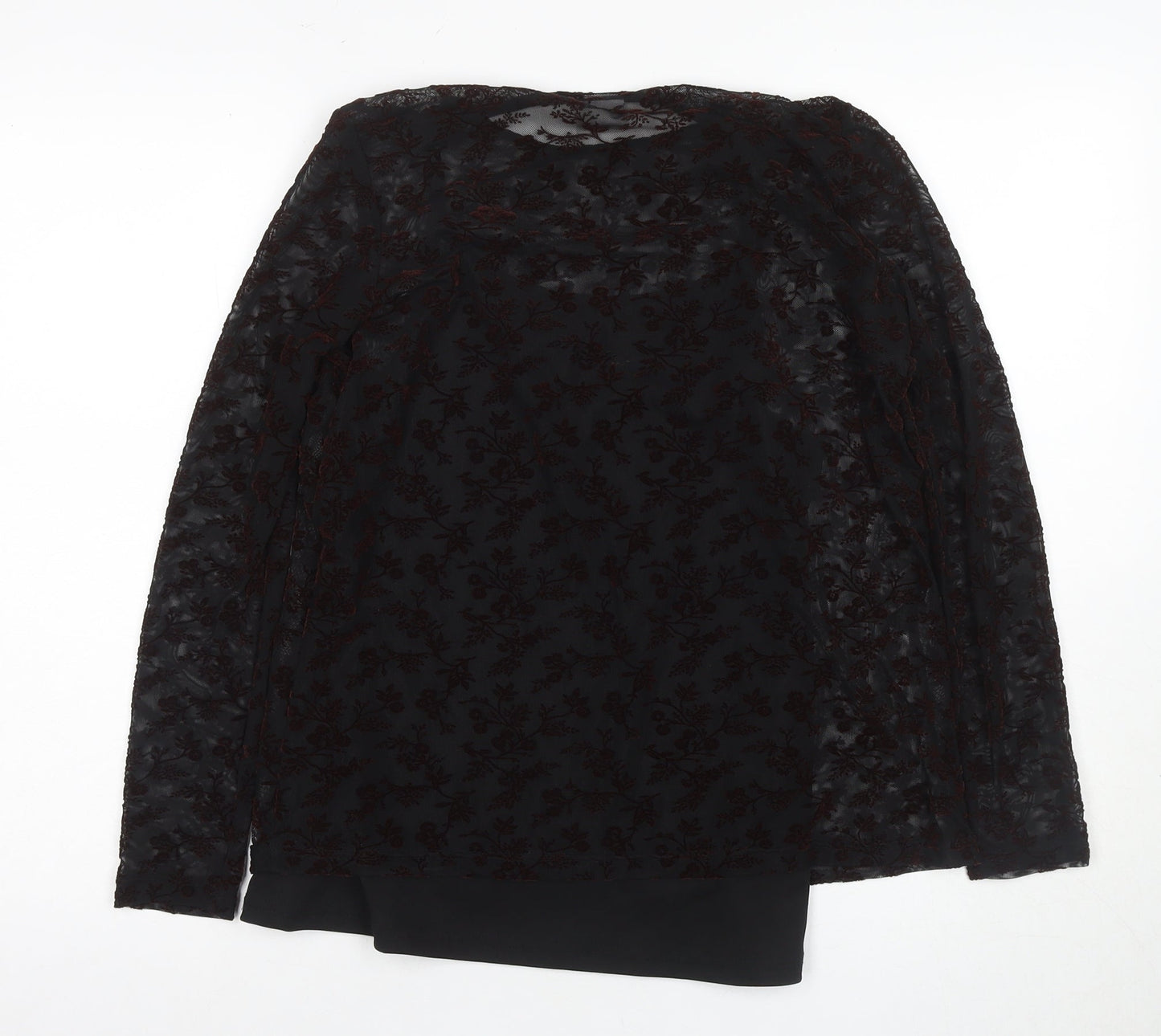 Jacqueline de Yong Women's Black Floral Tunic Blouse M