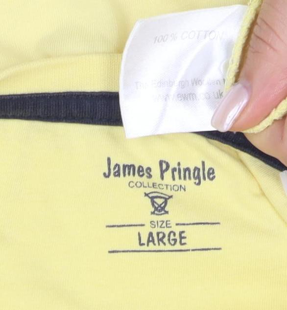 James Pringle Men's Yellow Cotton Crew Neck Tee L