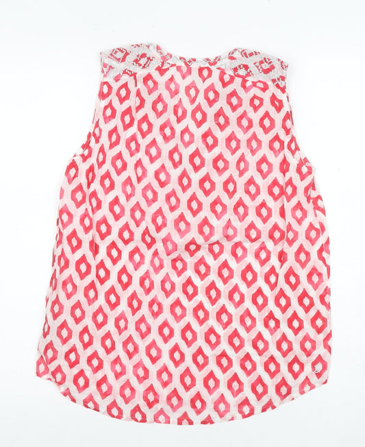 Joules Women's Red Geometric Sleeveless Blouse - Size 10