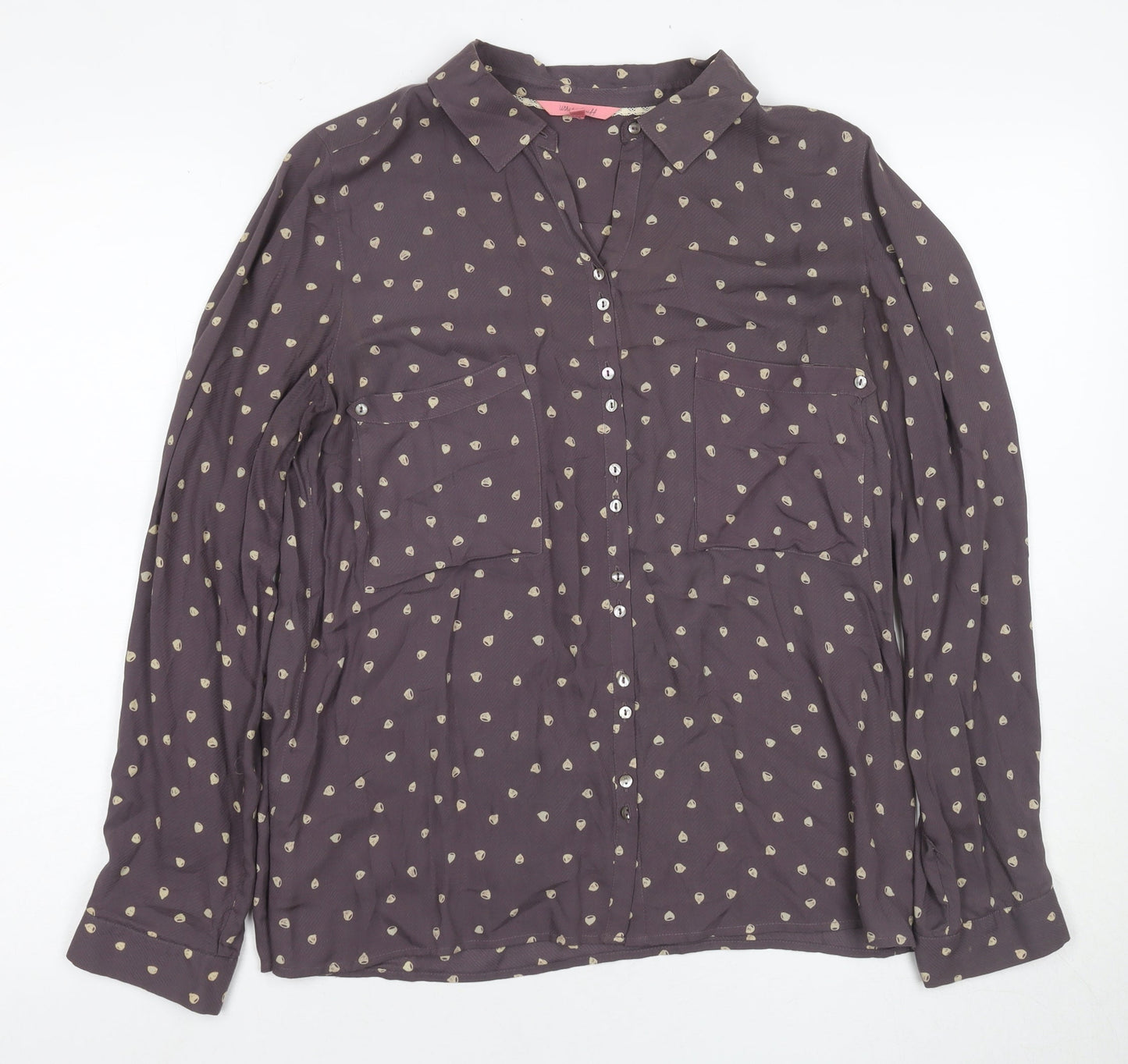 White Stuff Women's Purple Button-Up Shirt Size 10