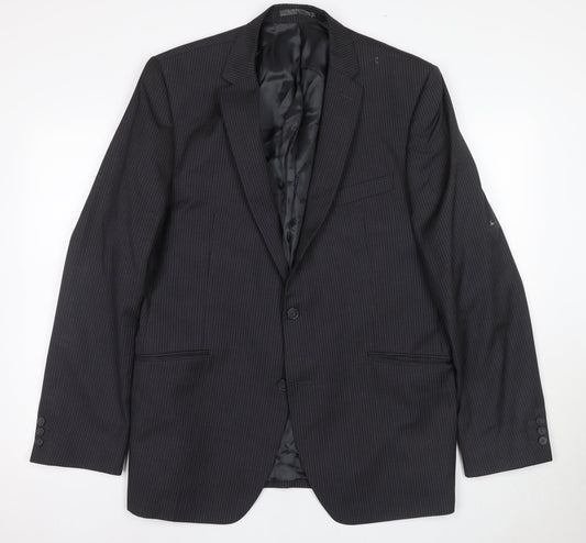 Jeff Banks Men's Black Striped Blazer 44L
