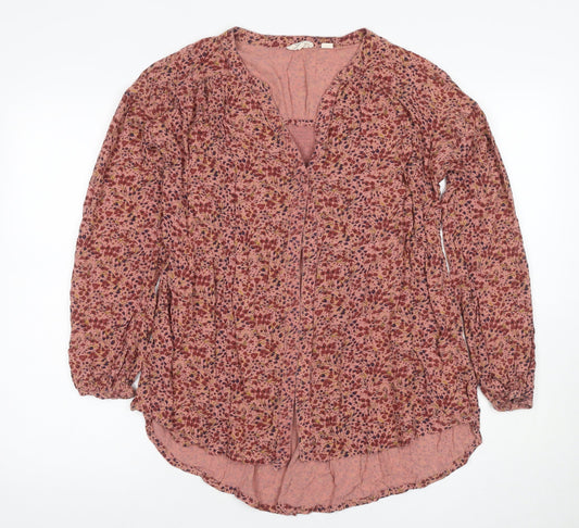 Fat Face Women's Pink Floral Tunic Blouse Size 10