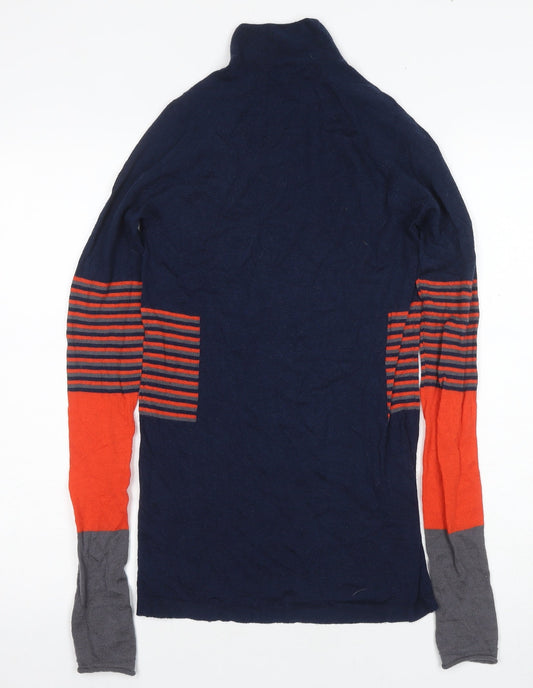 Sweaty Betty Women’s Blue High Neck Striped Jumper XS