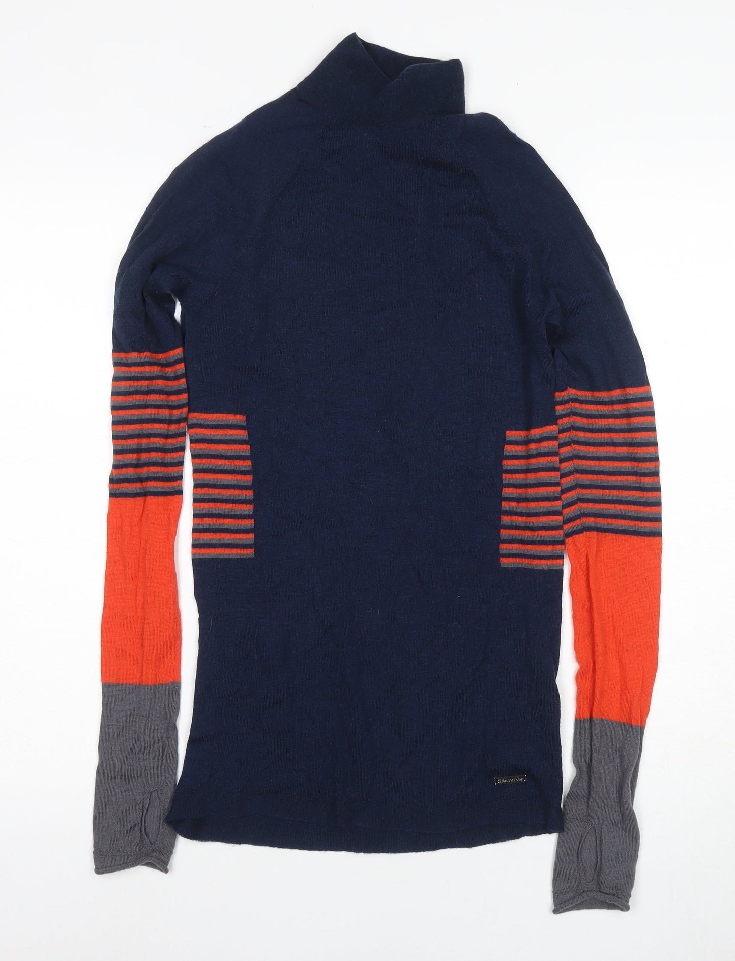 Sweaty Betty Women’s Blue High Neck Striped Jumper XS