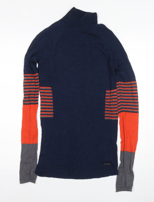Sweaty Betty Women’s Blue High Neck Striped Jumper XS