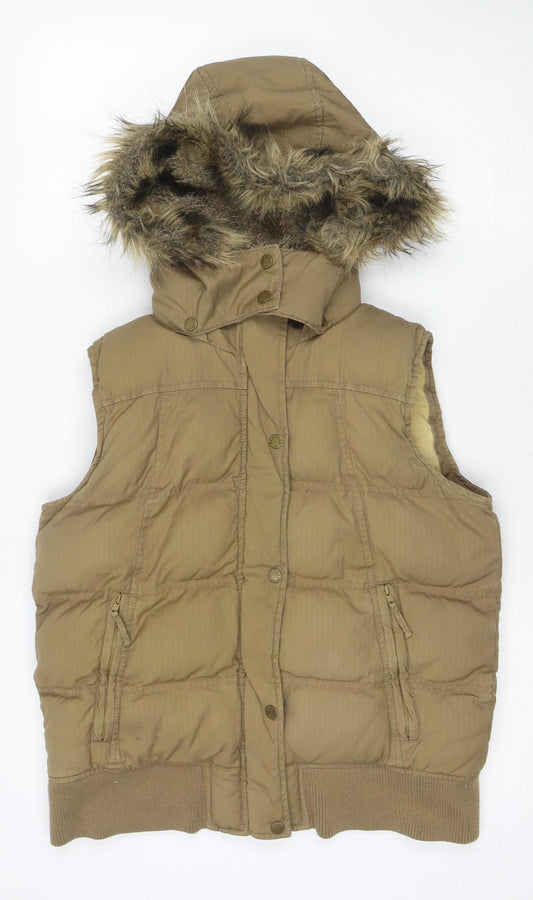 Fat Face Women Brown Hooded Waistcoat Size 12