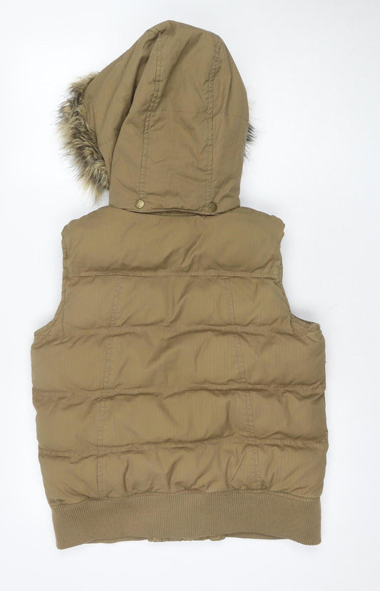 Fat Face Women Brown Hooded Waistcoat Size 12