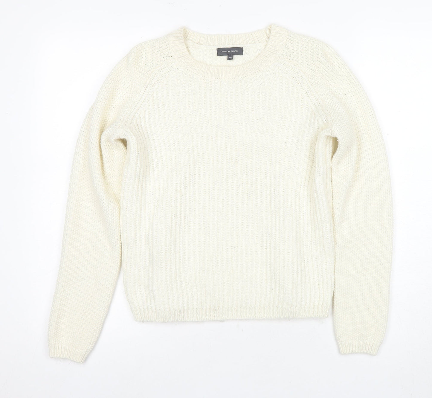 Pied A Terre Women's Ivory Knit Pullover Jumper Size 10